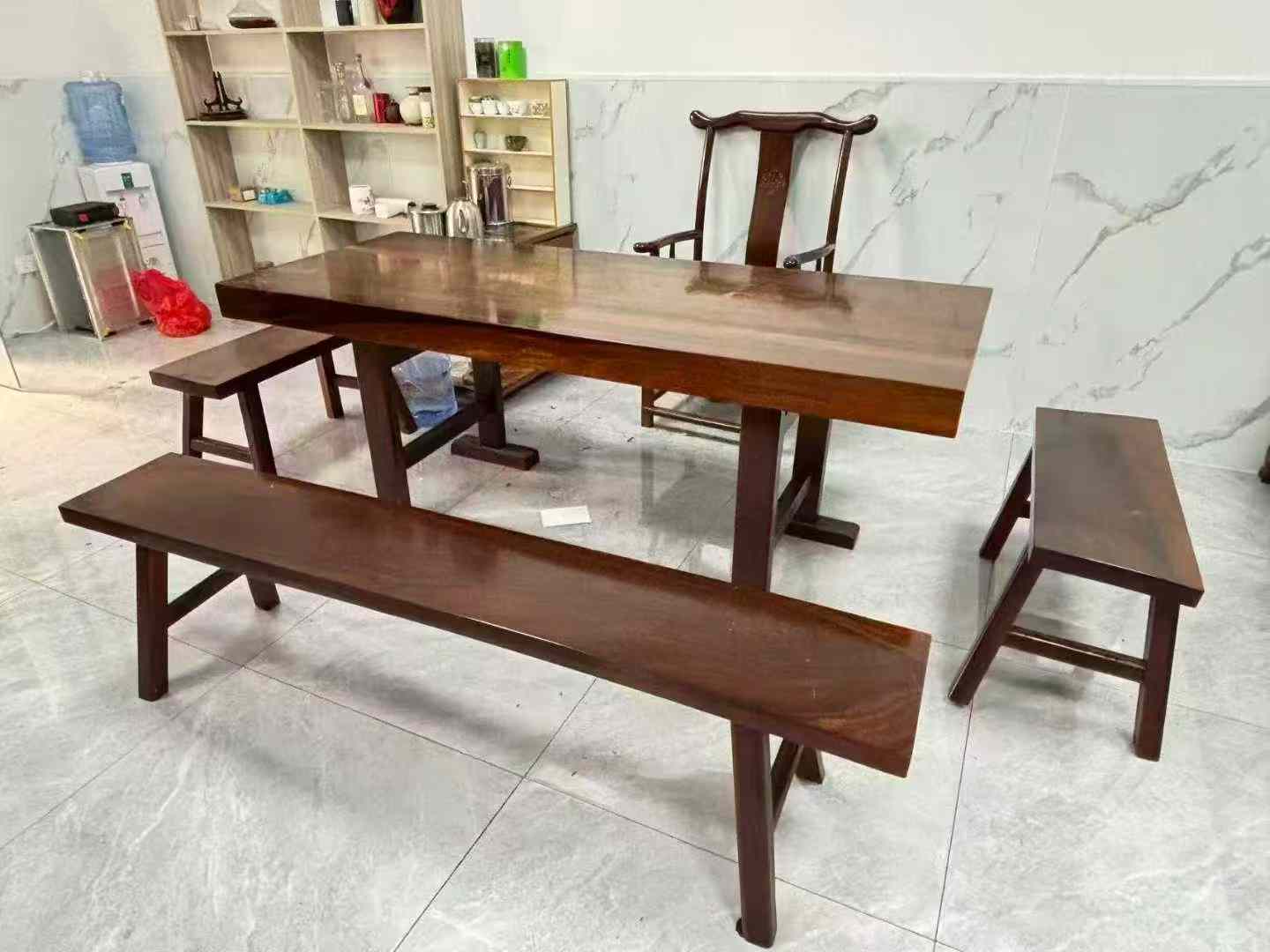 1880出一套红木非洲奥卡大板桌